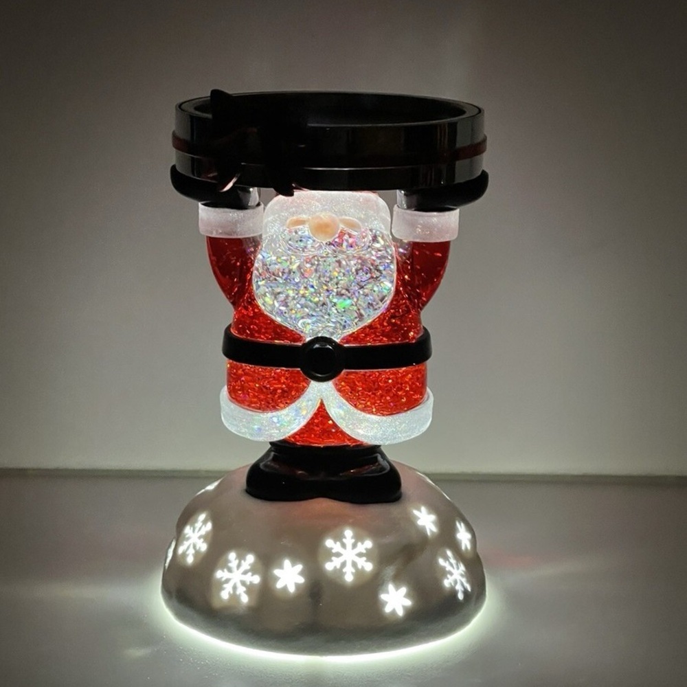 Bath and Body Works Christmas Santa Light Up Water Globe 3-Wick Candle Holder